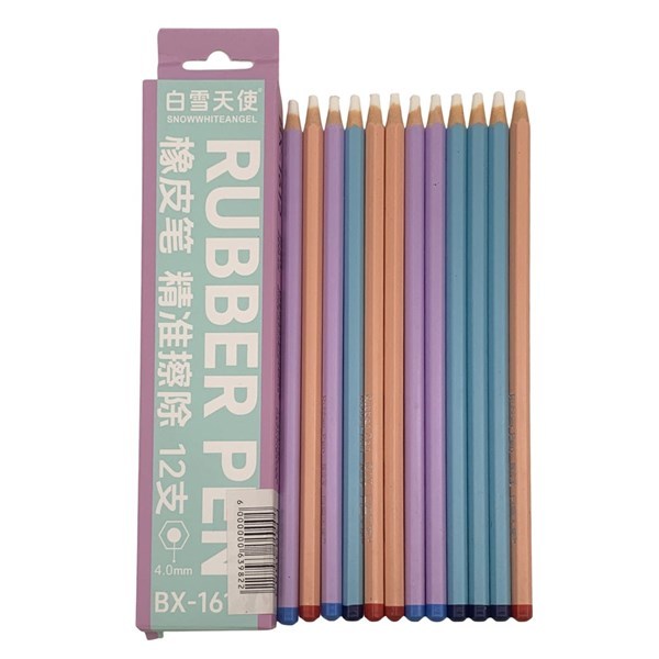 Imagen de Goma de borrar x12, diseño lápiz, en caja