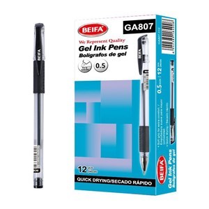 Imagen de Lapicera de gel x12, NEGRO, punta 0.7, en caja BEIFA