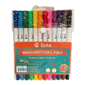 Imagen de Marcadores doble punta x12 colores, SOTE, en estuche de PVC