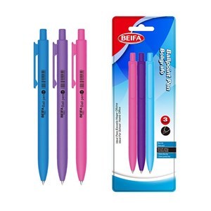 Imagen de Lapicera x3, AZUL, punta 1.0, retráctil en blister, BEIFA