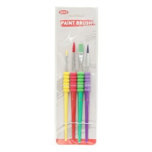 Imagen de Pincel de plástico y nylon x4, con agarre de goma EVA en bolsa, BEIFA