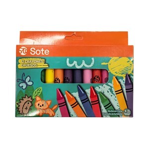 Imagen de Crayolas gruesas 12 colores, SOTE, en caja