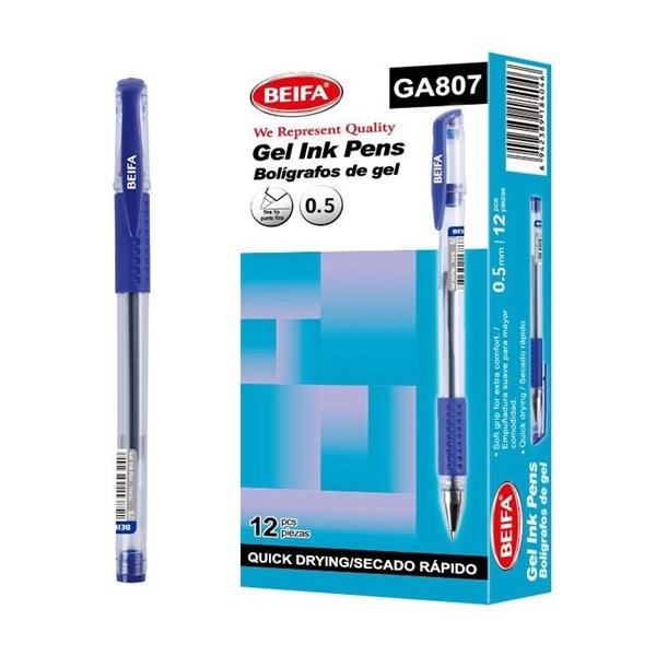 Imagen de Lapicera de gel x12, AZUL, punta 0.7, en caja BEIFA