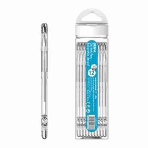 Imagen de Lapicera de gel x12, NEGRO, punta 0.5, en tubo de plástico, BEIFA