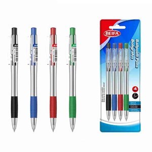 Imagen de Lapicera x4, SURTIDO, punta 1.0, retráctil, en blister, BEIFA