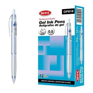 Imagen de Lapicera de gel x12, NEGRO, punta 0.5, en caja BEIFA