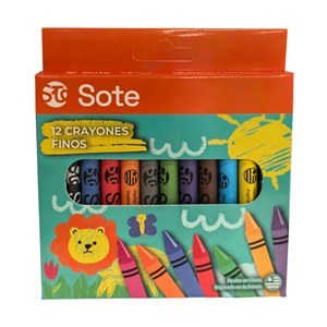 Imagen de Crayolas finas 12 colores, SOTE, en caja