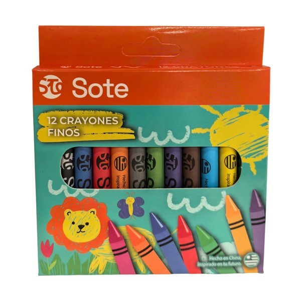 Imagen de Crayolas finas 12 colores, SOTE, en caja