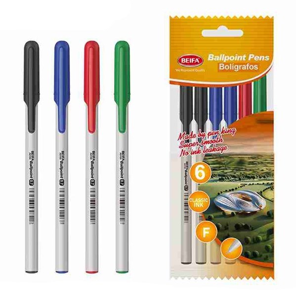 Imagen de Lapicera x6, SURTIDO, punta fina, en bolsa, BEIFA