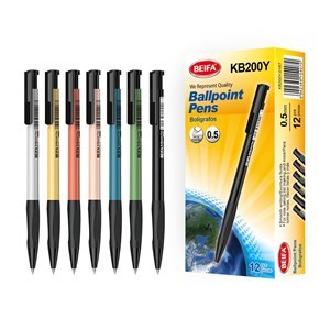 Imagen de Lapicera x12, NEGRO, punta 0.5, retráctil, en blister, BEIFA