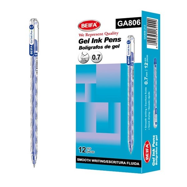 Imagen de Lapicera de gel x12, AZUL, punta 0.7, en caja, BEIFA