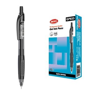 Imagen de Lapicera de gel x12, NEGRO, punta 0.5, retráctil, en caja BEIFA
