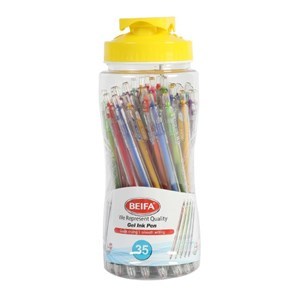 Imagen de Lapicera de gel x36, NEGRO, punta 0.5, en botella de plástico, BEIFA varios colores de tapa