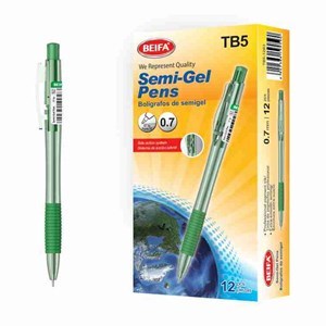 Imagen de Lapicera de gel x12, VERDE, punta 0.7, retráctil, en caja BEIFA