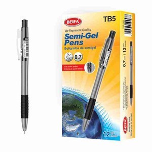 Imagen de Lapicera de gel x12, NEGRO, punta 0.7, retráctil, en caja BEIFA