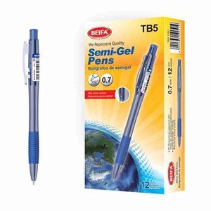 Imagen de Lapicera de gel x12, AZUL, punta 0.7, retráctil, en caja BEIFA