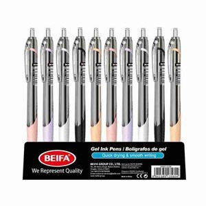 Imagen de Lapicera de gel x50, NEGRO, punta 0.5, retráctil, en caja, BEIFA