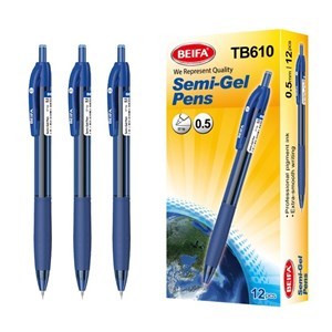 Imagen de Lapicera de gel x12, AZUL, punta 0.5, retráctil, en caja BEIFA