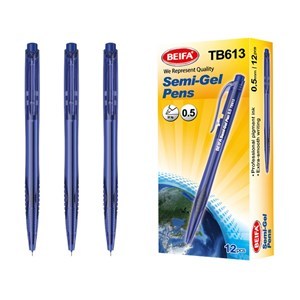 Imagen de Lapicera de gel x12, AZUL, punta 0.5, retráctil, en caja BEIFA