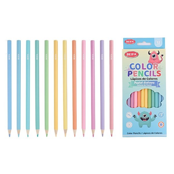 Imagen de Lápices 12 colores largos, hexagonales, en caja BEIFA