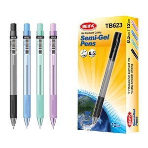 Imagen de Lapicera de gel x12, NEGRO, punta 0.5, retráctil, en caja BEIFA