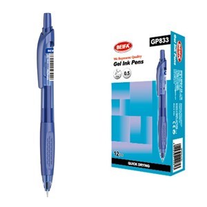 Imagen de Lapicera de gel x12, AZUL, punta 0.5, retráctil, en caja BEIFA