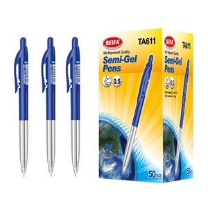 Imagen de Lapicera de gel x50, AZUL, punta 0.5, retráctil, en caja BEIFA