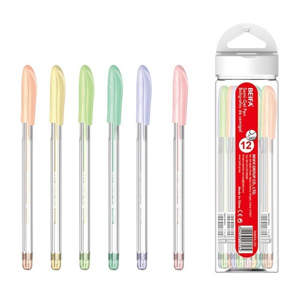 Imagen de Lapicera semigel 0.7, 12 colores en estuche de plástico, BEIFA
