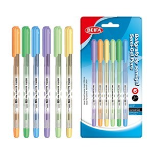 Imagen de Lapicera de gel x6, NEGRO, punta 0.5, en blister BEIFA