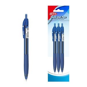 Imagen de Lapicera semigel x3, AZUL, punta 0.7, retráctil, en bolsa BEIFA