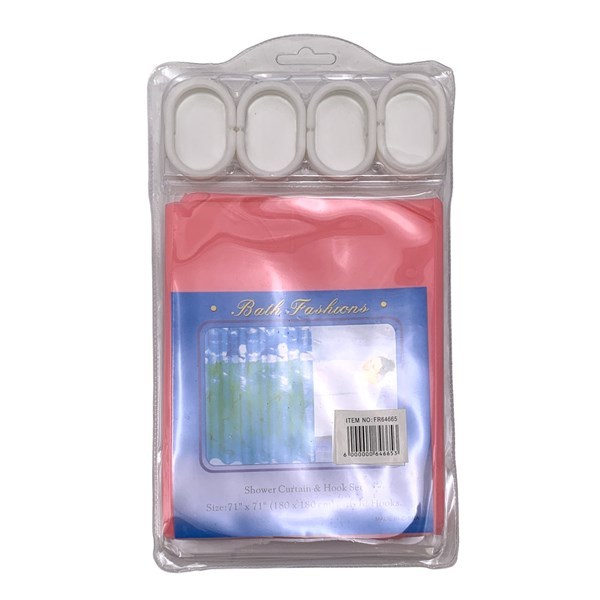 Imagen de Cortina de baño con 12 aros de plástico, de PEVA, varios colores, en bolsa