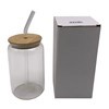 Imagen de Vaso con sorbito, de vidrio 400ml, tapa de bambú, en caja