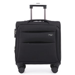 Imagen de Valija Berlina NEGRO, semi rígida, carry on, ruedas omnidireccionales 360, manija telescópica, tranca numérica, correa para ajustar ropa, bolsillo interior con cierre y bolsillos exteriores