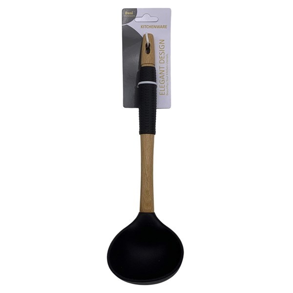 Imagen de Cucharón de silicona, mango combinado madera y silicona, en cartón