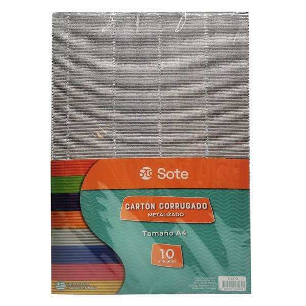 Imagen de Hojas A4, cartón corrugado metalizado x10 colores, SOTE