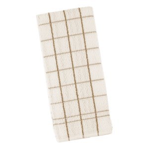 Imagen de Repasador 100% algodón, 45x70cm, 320g, diseño cuadrillé, blanco con marrón, Berlina by Teka