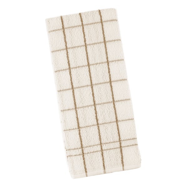 Imagen de Repasador 100% algodón, 45x70cm, 320g, diseño cuadrillé, blanco con marrón, Berlina by Teka