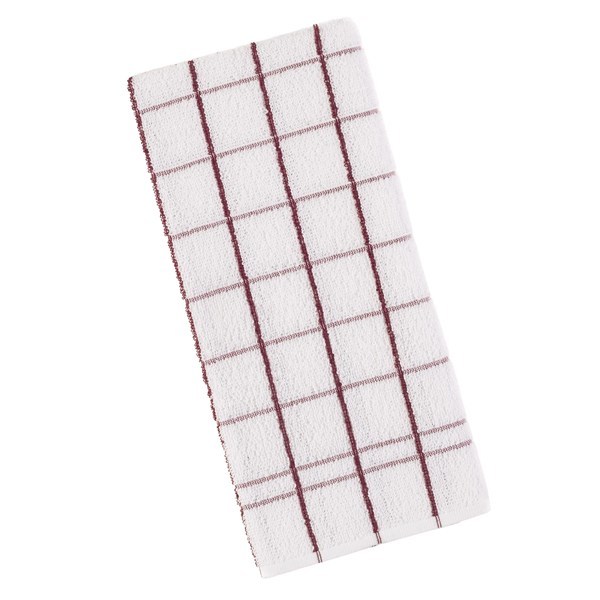 Imagen de Repasador 100% algodón, 45x70cm, 320g, diseño cuadrillé, blanco con bordó, Berlina by Teka