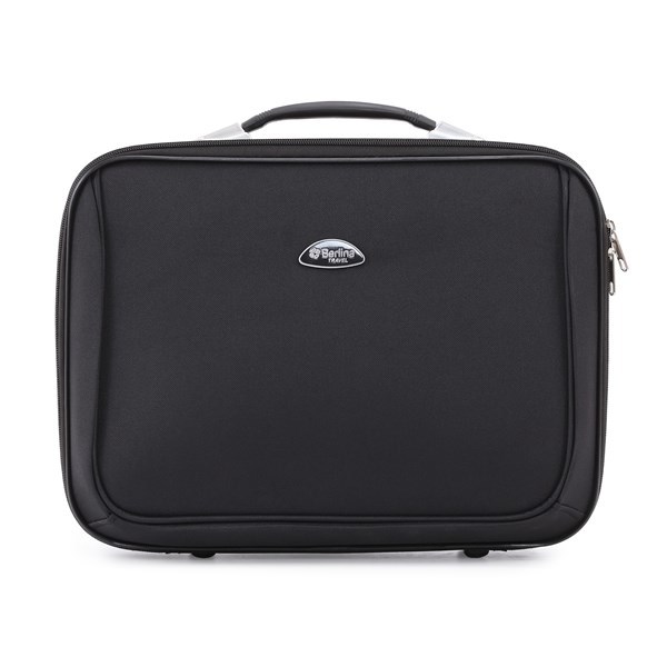 Imagen de Maletín portafolio Berlina, NEGRO, con enganche para valija, correa para ajustar ropa, bolsillo interior con cierre