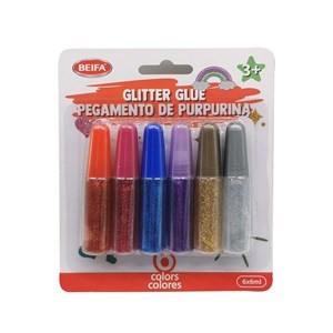 Imagen de Goma de pegar x6, con brillantina, en blister BEIFA