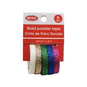 Imagen de Cinta adhesiva decorativa, con brillantina, 6mmx2m, en cartón BEIFA
