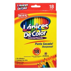 Imagen de Lápices 18 colores largos, hexagonales, en caja BEIFA