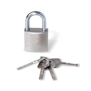 Imagen de Candado 60mm plateado, con 4 llaves, en blister, Coofix