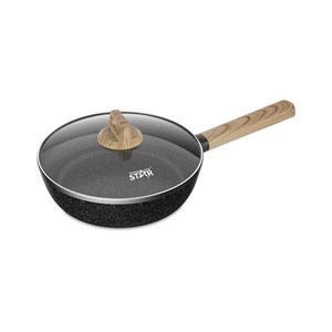 Imagen de Sartén wok antiadherente, con tapa de vidrio, 24cm compatible con todo tipo de hornalla, en caja, WINNING STAR