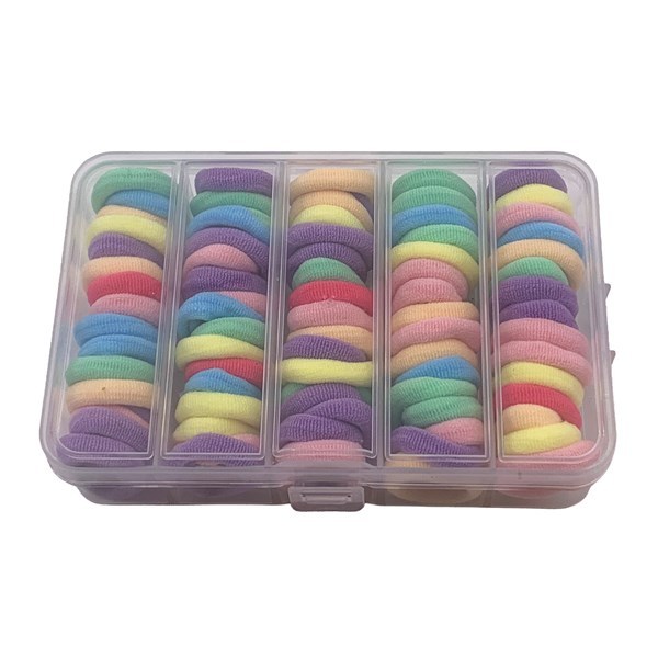 Imagen de Gomitas para pelo, colores surtidos, en estuche de plástico, PACK x12