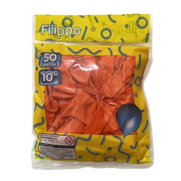 Imagen de Globo 10" FILIPPO anaranjado, bolsa x50