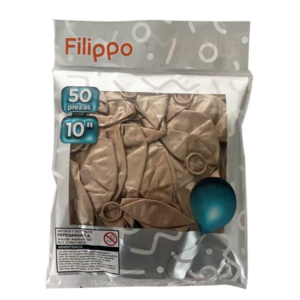 Imagen de Globo 10" x50 FILIPPO cromado color champagne
