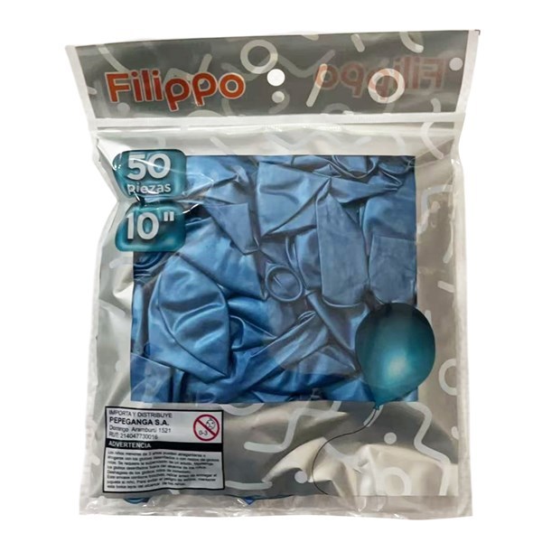 Imagen de Globo 10" x50 FILIPPO cromado azul