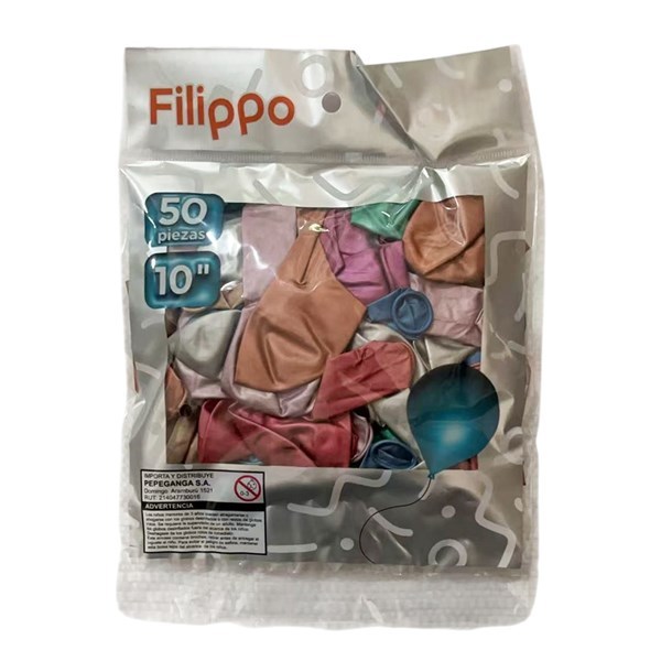Imagen de Globo 10" x50 FILIPPO cromado multicolor