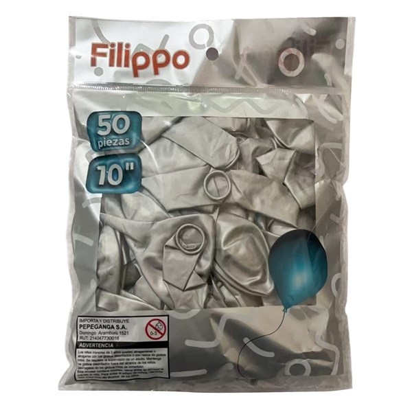 Imagen de Globo 10" x50 FILIPPO cromado plateado